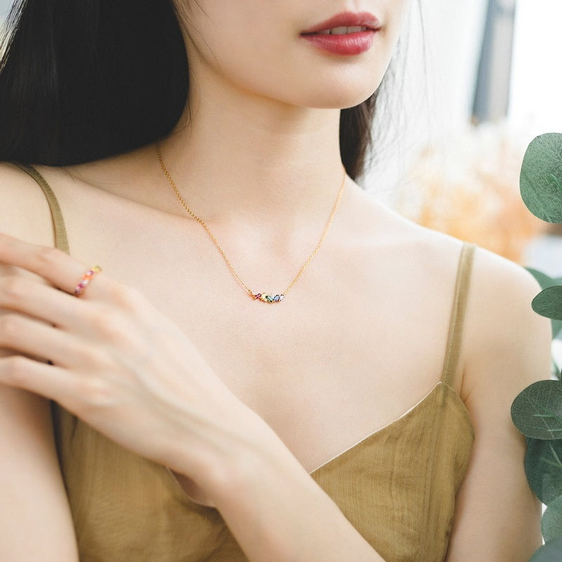 Light Luxury Rainbow Candy 925 Silver Necklace