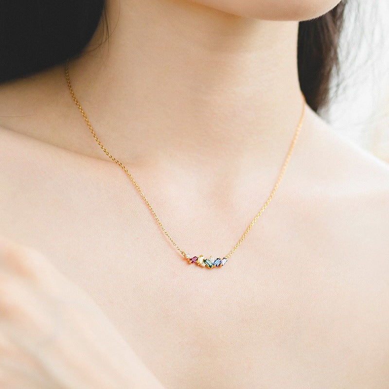 Light Luxury Rainbow Candy 925 Silver Necklace