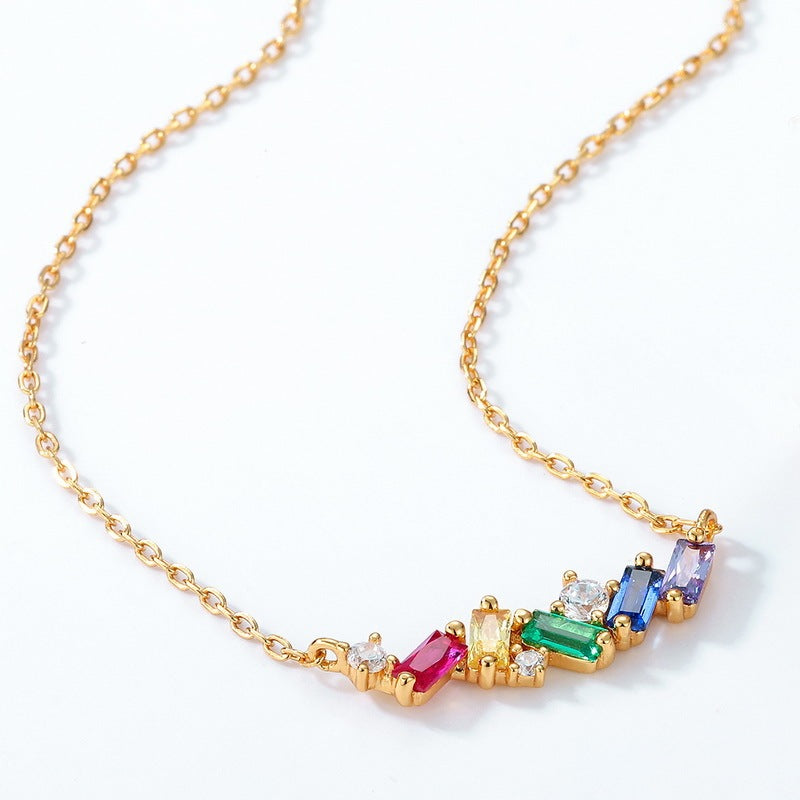 Light Luxury Rainbow Candy 925 Silver Necklace